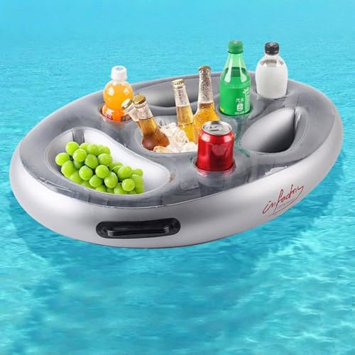 Posavasos Hinchable Piscina, Flotante Bar Piscina, Bandeja Flotante Inflable de 8 Agujeros, Soporte Bebidas y Refrigerios Hinchable para Fiestas de Piscina Verano, Bebidas Frutas Aperitivos