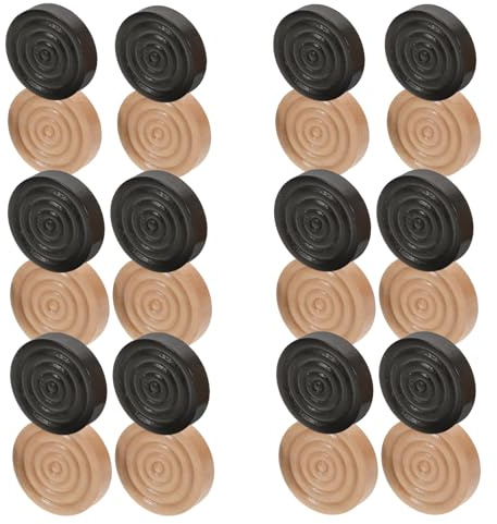 Wooden Checkers Pieces 24pc round Threaded Board Game Accessory | Chess and Backgammon, Easy to Grip and Move, Game Night Use, Beautifully Crafted Elegant Finish