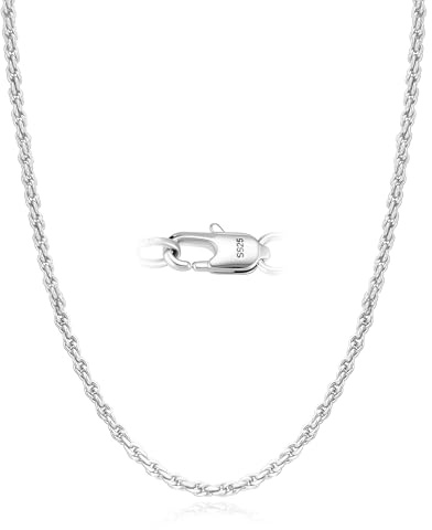 Cheria 925 Sterling Silver Chain for Mens, 3mm Silver Rope Mens Chain Necklace, Men Jewellery Gift for Man 20 Inch