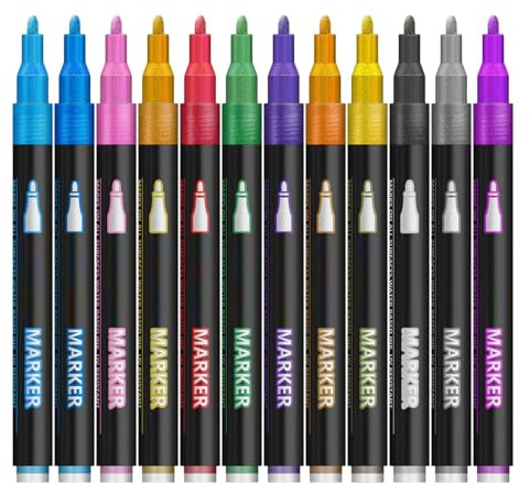 Pennarello per contorni, 12 colori a doppia linea, pennarelli da disegno per contorni, per disegnare, diari, biglietti di auguri, scarabocchiare, scuola, classe, decorazione, artigianato poster