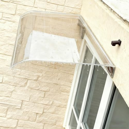 Vordach für Haustür Überdachung Haustür mit aus 3,5mm Dick Polycarbonat Platte Transparente Pultüberdachung Türbogenvordach für Tür und Fenster, Wetterfeste Konstruktion(Transparent,50x300cm)