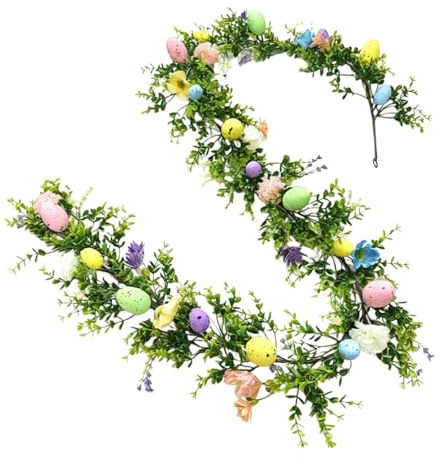predolo Ghirlanda di Uova di Decorazioni Pasqua da 1.8 M, Vite di Primaverile Artificiale, Ghirlanda Decorazioni Pasquali da Appendere per Ornamento Feste, Finestra, Centrotavola