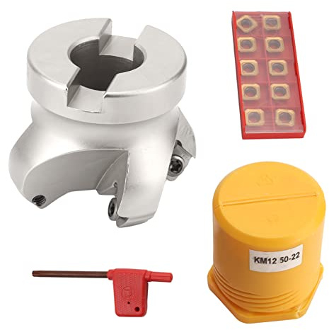 Jeanoko Cabezal Cortador de Fresa Frontal de 4 Flautas, Herramienta de Fresado CNC de Material 40CR con Inserciones de Carburo Cementado de Alta Resistencia para Procesamiento de Metales