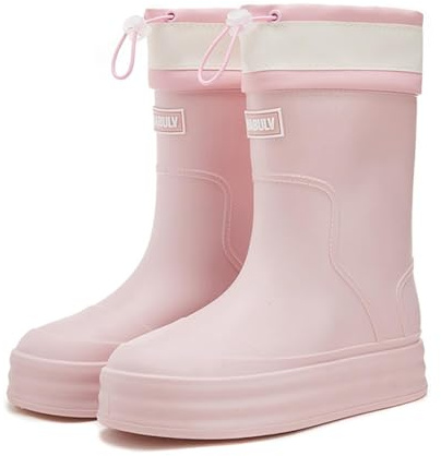 Zapatos de lluvia para mujer Ropa de abrigo Cien Arnés Boca acolchada Forrada Fondo grueso Cómodo antideslizante Cocina Zapatos de goma Botas de lluvia, Rosa., 37 EU