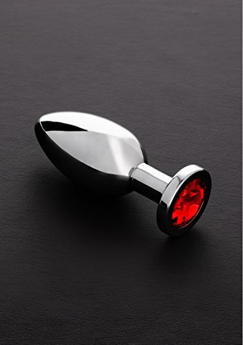 Triune 10.3 cm Länge Edelstahl Anal Plug extra schwer mit Kristall Rot, Large