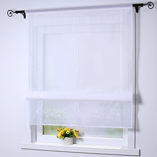 Joyswahl Raffrollo Voile Raffgardinen mit Tunnelzug Vanessa Bändchenrollos BxH 120x140cm Weiß 1er Pack