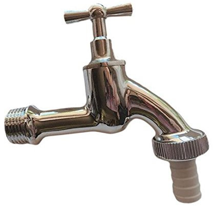 43708A Auslaufventil, Auslaufhahn, Waschmaschine Hahn, poliert, Chrom, glänzend, Messing 1/2 (chrom)