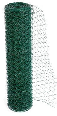 Floralcraft Green PVC Coated Chicken Wire 25m x 0.6m with 25mm mesh/holes - Plastic Coated Galvanized Steel for Animal, Rabbit Fencing/Garden Netting
