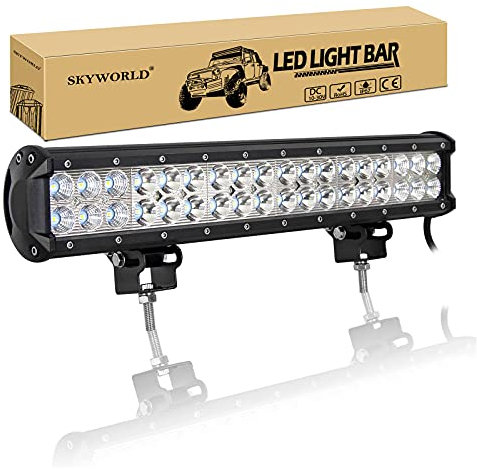 SKYWORLD 18 inch 108W LED Work Light Bar, Spot Flood Combo Beam 12V 24V Offroad Driving Lights Fog Lamp for 4x4 Truck Car ATV SUV Vehicle Boat Lighting, Waterproof 6000K White