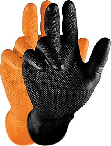 Grippaz Gripster Nitril Handschuhe extrem robust und reißfest pattentierte Schuppenprägung (XL, orange)