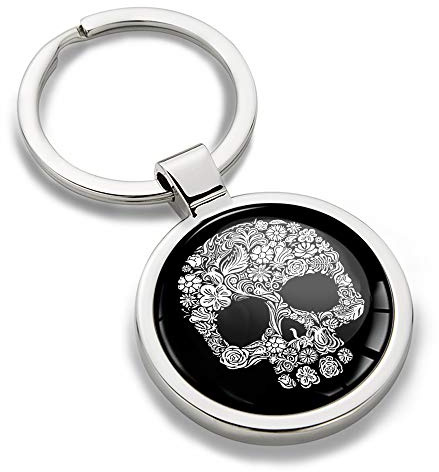 Biomar Labs® Schlüsselanhänger Metall Keyring mit Geschenkbox Autoschlüssel Geschenk Metall-Schlüsselanhänger Schlüsselbund Edelstahl Schädel Totenkopf KK 193
