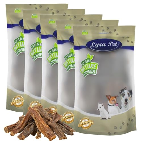 Lyra Pet® 5 kg Rinderdörrfleisch getrocknet - Kausnack für Hunde Leckerli | Naturbelassener Kauartikel vom Rind – Proteinreiches Leckerli – Herzhaft & gut verträglich – Schonend getrocknet