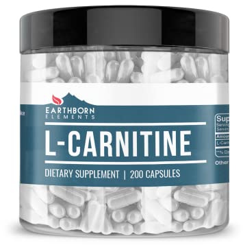 Earthborn Elements L-Carnitine (200 Capsules), Pure & Undiluted, No Additives