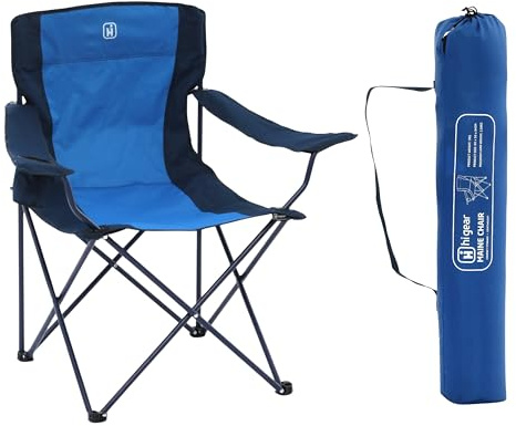 Hi-Gear Maine Folding Chair with Drinks Holder & Arm Rests for Adults & Kids, Lightweight, Portable & Compact Includes Carry Case, Ideal for Camping, Festivals, Picnics, Beach & Outdoor Events (Blue)