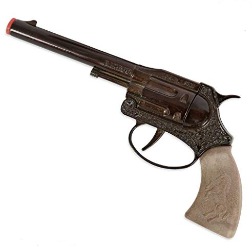 KarnevalsTeufel Spielzeugrevolver Sheriffrevolver Spielzeugpistole 100 Schuss, Zündplättchen Colt mit Langlauf, Cowboy, Wilder Westen
