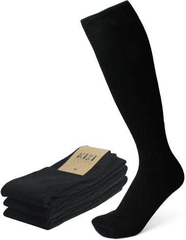 4 Paia Calze Lunghe Uomo Nere in Cotone Caldo Morbide e Confortevoli - Made in Italy - Confezione da 3, 4 o 6 PAIA (KIZICalze) (Taglia 43-46, 4 Paia Nere)