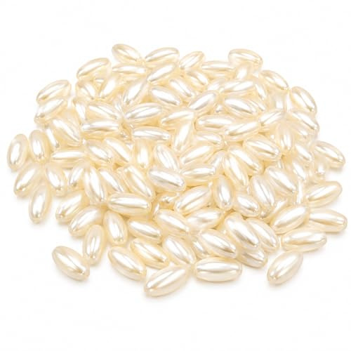 Perlin Zuchtperlen Imitat Wachsperlen 300 Stück 8 mm x 4 mm Oval Creme Perlen Perlmutt Kunstperlen Zum Auffädeln Für Schmuckherstellung Hochzeit Basteln Dekoration