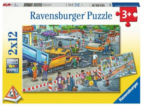 Ravensburger Puzzle Straßenbaustelle - 2x12 Teile Puzzle ab 3 Jahre | 2x12 Teile Puzzle, Kinderpuzzle ab 3 Jahre, Ravensburger Qualität
