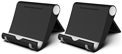 FadyDail 2 Pack Mobile Phone Stand Holder for Desk Cradle Dock Adjustable Compatible with iPhone 16 15 14 13 12 11 Pro Max Xs XR X Plus Mini 8, Galaxy, 4-8 Mobile Phones (Black)