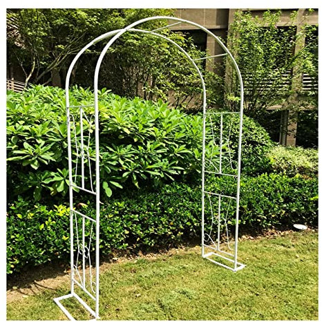 SHUITUKOUU Klettergerüst Für Pflanzen,Pergola-Laube Aus Metall, Frei Zusammenbaubar, Leichte, Breite Hochzeitsgartenlaube, Brautparty-Dekorationslaube,Weiß,1.4 * 2.4m(4.59 * 7.87ft)