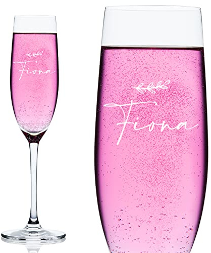 ukgiftstoreonline Personalised Botanical Design Name Champagne Flute Prosecco Glass Gift
