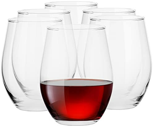 TREND FOR HOME Bicchieri Vino Senza Stelo Calici da Vino senza Stelo | 580 ml | Set da 6 Pezzi | Set Bicchieri Acqua Coctail Liquore Calici Vino | Lavabile in Lavastoviglie | Collezione Sofia