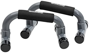 SPORTINATOR® robuste Push Up Bar gepolsterten, handgelenkschonende Liegestützgriffe 2er-Set zum Aufbau von Arm-, Schulter-, und Brustmuskulatur mit rutschfesten Füßen grau