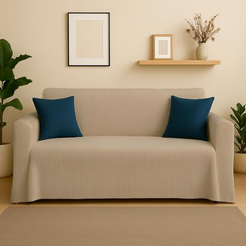 Byour3 - Copridivano 2 3 4 5 Posti - Misto Cotone Jacquard Telo Arredo Copritutto Salvadivano Lavabile Rettangolare Copertura di Protezione anche per Divano Angolare (Ottoman Zenzero, 2 Posti)
