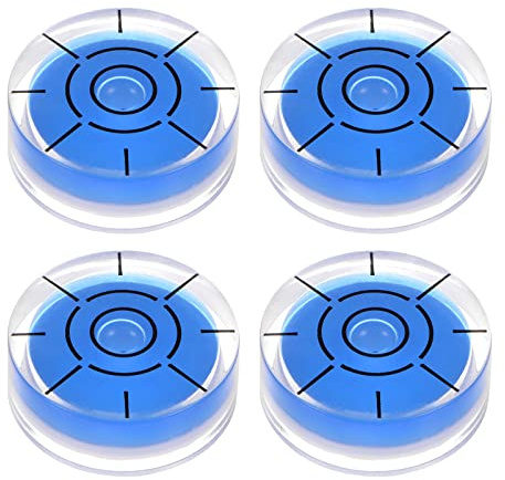 sourcing map 4 niveles de burbuja redondos de 32 x 12 mm, mini niveles circulares de precisión para nivelar cámara, trípode, telescopio, taller, tocadiscos, color azul