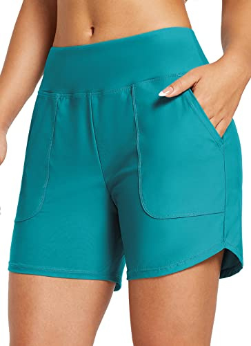 baleaf Damen Badeshorts Bauchkontrolle UPF50+ Badehose Schnell Trocknend Schwimmhose Hohe Taille Boardshorts Schwimmunterteil mit Taschen | Bauchkontrolle Schnell Trocknend Schwimmhose Hohe Taille Boardshorts Schwimmunterteil mit Taschen