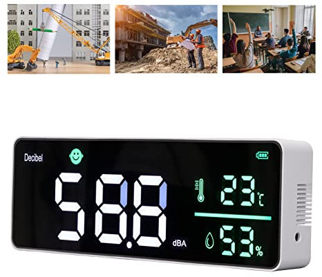 Misuratore di Decibel, Fonometro Sospeso a Parete, Misuratore di Decibel di Rumore, Misuratore di umidità della Temperatura del Rumore 3 in 1, Intervallo da 30 a 130 DB, con