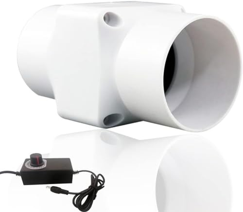 Inline frånluftsfläkt 50 mm luftdragare med vindhastighetsregulator, 36 m³/h, tyst, lämplig för badrum, kök, hundkennel och garage
