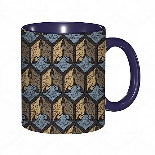 RFSHOP Taza de café con diseño tradicional de pájaros orientales, taza de té de cerámica de 11 onzas con asa para el hogar, oficina, Navidad, cumpleaños