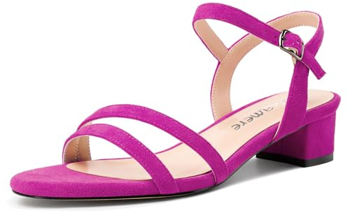 Castamere Mujer Bajos Chunky Ancho Gatito Heel Abierta Punta Correa Tobillo Slingback Sandalias Baile Dress 3 CM Heels Fucsia 39 EU