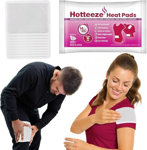 Hotteeze Heat Pads - 20 Pads Fast-Acting, Air-Activated Self-Adhesive Patches for Menstrual Cramps, Muscle Soreness, Back & Joint Pain Relief - Eco-Friendly, Disposable Heating Therapy
