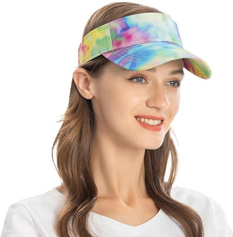 ZLYC Summer Sun Visor Cap Print Sports Tennis Visors Hat for Women Girls | Foldable Cooling Visor Sport Cap for Jogging Running,Golf,Tennis,Hiking