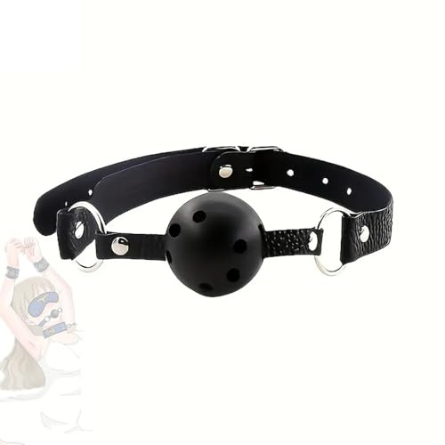 1 palla in silicone regolabile in pelle nera, accessorio per giochi di ruolo con maschera regolabile