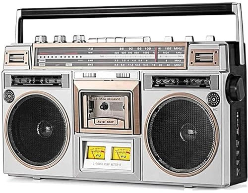 Retro CD-spelare Boombox med Bluetooth, bärbar kassettspelarradio och AM/FM-radio - stöder SD/USB-ingång - perfekt för familjesammankomster och resor