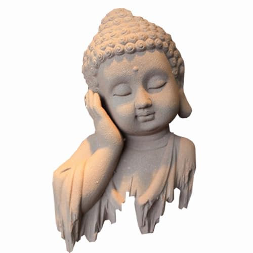 Pevfeciy Wanddeko Outdoor Buddha Figur Groß für Zen Garten Deko, Feng Shui Statue Deko, Keramik Wandskulpturen, Gartenfiguren für Draußen Wetterfest, 30cm Höhe,Natural,L