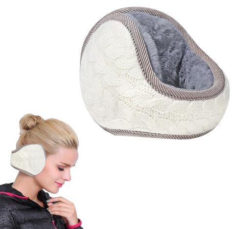 AWOCAN Ohrenschützer Frauen flauschige Ohrenwärmer Winter warm Plüsch Ohrenschützer faltbar Unisex (weiß)