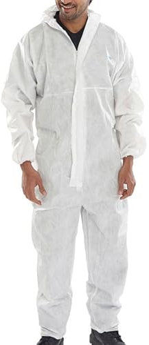Protective Type 5/6 Disposable Economy Anti Static Work Hooded Overall Boilersuit (Large)
