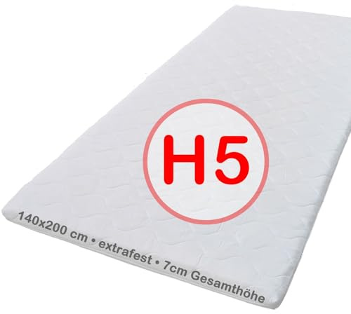 Crownmiller Titan 140x200cm extrafest 7cm XXL 7-Zonen Topper | individuelle Druckentlastung | Bezug waschbar bis 60 Grad | Oeko-TEX® 100