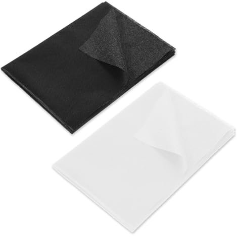 NCZCDZSW 2 Stück Bügelvlies 100 x 200 cm 55g/m² zum Aufbügeln Vliesstoff Dicker Stil Bügelvlies Bügeleinlage für Bügelfalten Nähhandwerk Verstärkte Bekleidung (Schwarz Weiß)