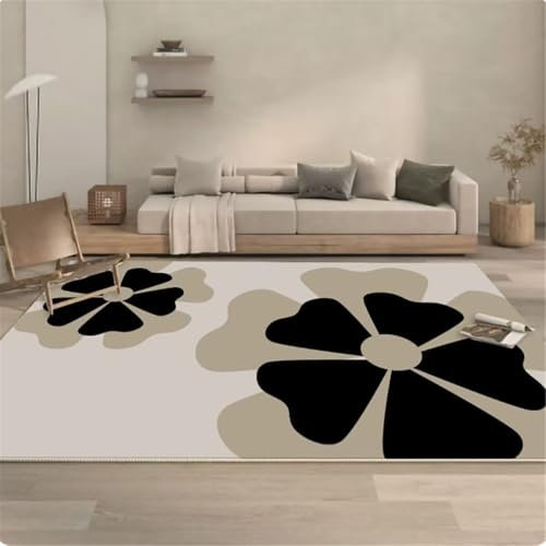 RUGMRZ Tepiche Für Wohnzimmer Modern Webteppich Grauer floraler Sofateppich ist pflegeleicht Teppich Esszimmer 120X170CM
