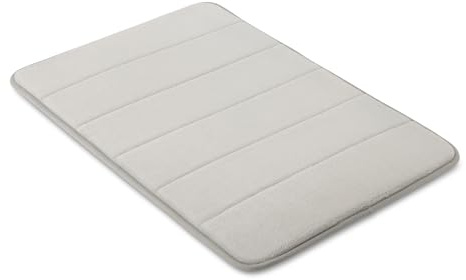 Amazon Basics Tappeto Bagno Antiscivolo in Memory Foam, Tappetino Doccia Ultra Morbido, Assorbente, ad Asciugatura Rapida, Lavabile in Lavatrice, 43x61 cm, Grigio Chiaro