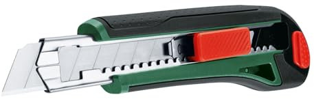 Bosch cutter à lame sectionnable (revêtement softgrip ergonomique ; verrouillage de la lame; rechargement automatique ; stockage de lame ; lame tranchante en acier SK5 de 18 mm)