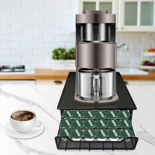 VIIROUD Porta capsule di caffè cassetto per conservare capsule di caffè Dolce Gusto e Vertuoline con capacità -28*42*9.5cm nero