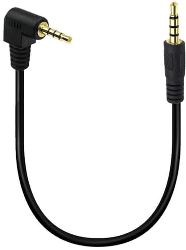 SYSTEM-S Audio Klinke Kabel 25 cm 3,5 mm TRRS Stecker zu Stecker Winkel AUX Schwarz