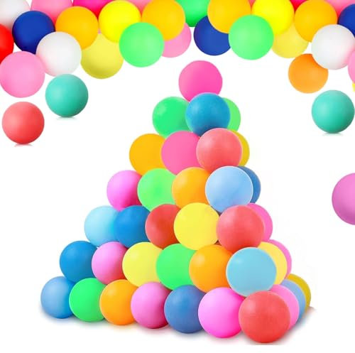 FAINCA 100 Stück TischtennisbäLle Bunt, 40 mm Tischtennisball, Tischtennis BäLle Mattierte Farbe, Bunte BäLle für Biertischtennisspiele, Familienfeiern, Spiele, Katzenspielzeug