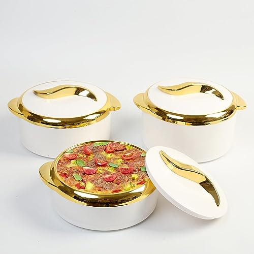 Thermal Casserole Dish Set - 3-Piece Insulated Stainless Steel Containers with Lids for Hot & Cold Food, Ideal for Buffets and Parties, Durable Serving Bowls